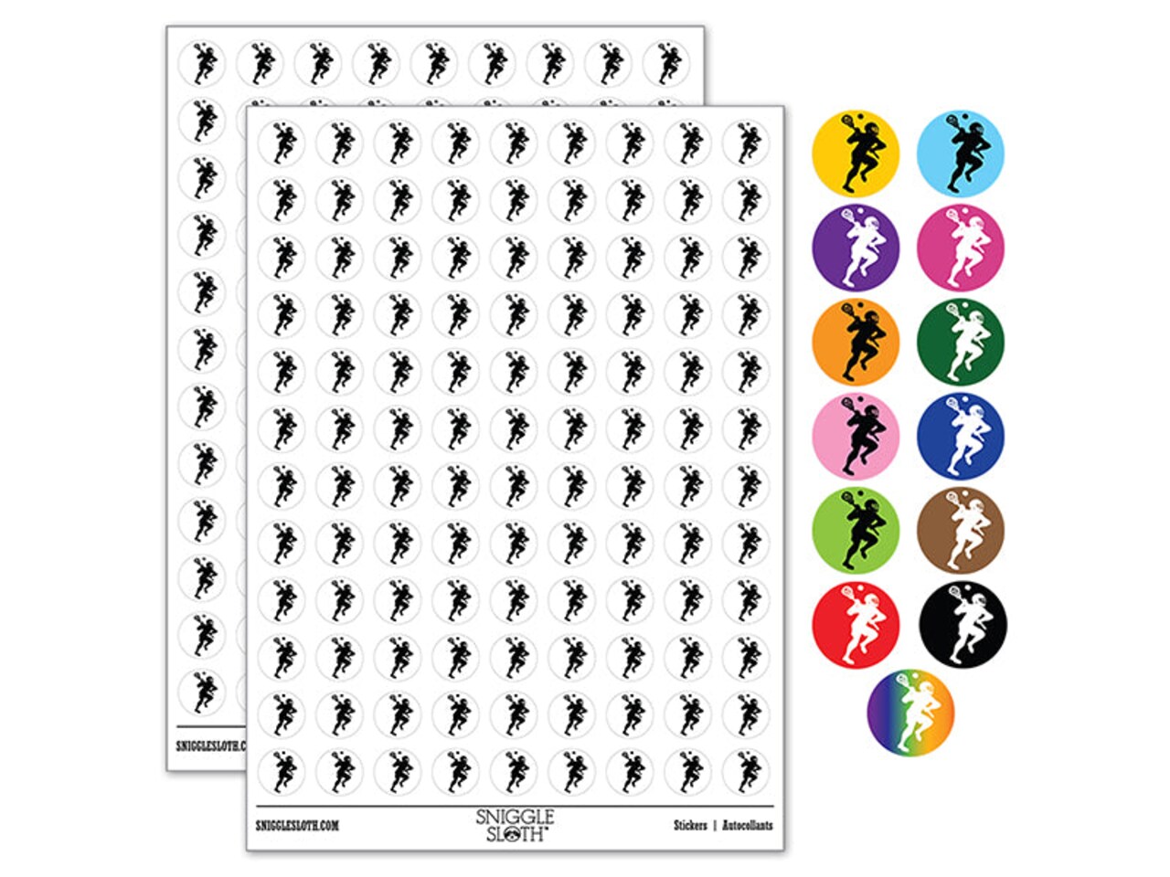 Lacrosse Player with Stick and Ball 200+ 0.50" Round Stickers
